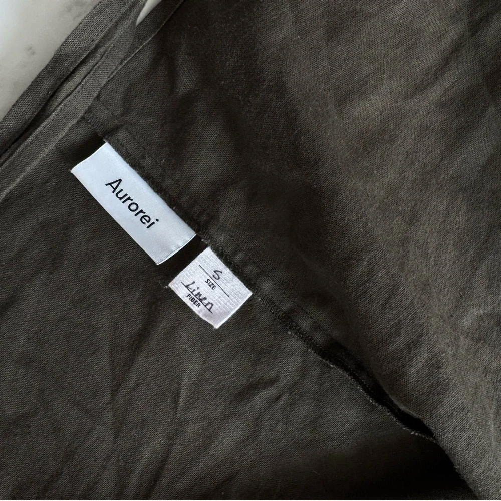 AUROREI LINEN Women's Olive Green Wrap Top Small Yuna Eucalyptus - Picture 6 of 6